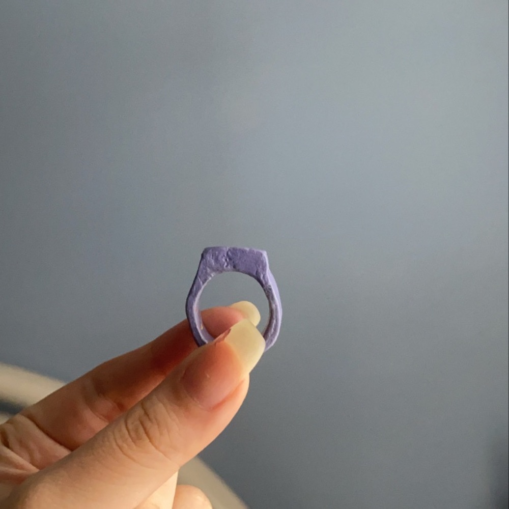 Purple handmade chunky clay ring